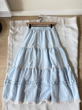 OAK + Fork TIERED LACE TRIM MAXI SKIRT